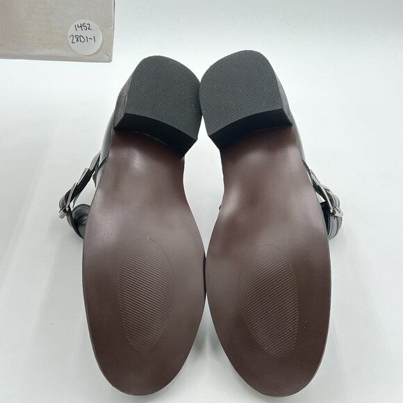 Black Women Side Zip Closed Toe Block Heel Buckle Strappy Ankle Boots Dress Shoe - Picture 6 of 6